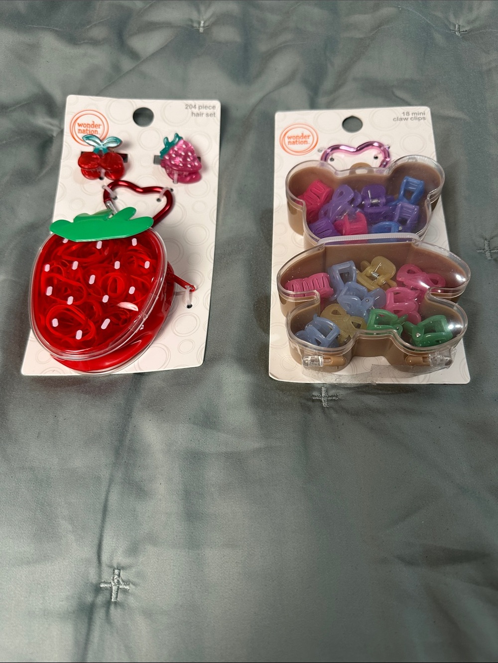 Wonder Nation Kids Strawberry & Teddy Bear Hair Accessory Set - Red & Multi